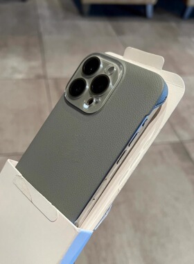 新款针织孔散热16适用苹果15promax手机壳无边框iPhone14/13pro高级荔枝仿皮纹12精孔护镜个性钛灰色男生PC套