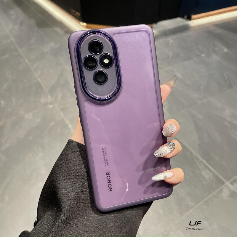 透紫色适用于荣耀200透明手机壳400带镜头膜100Pro简约全包90GT硅胶防摔80高级感70/30pro+磨砂防滑边60/50se
