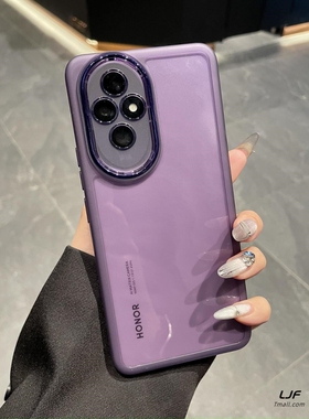 透紫色适用于荣耀200透明手机壳400带镜头膜100Pro简约全包90GT硅胶防摔80高级感70/30pro+磨砂防滑边60/50se