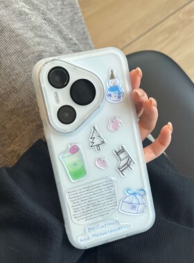DIY雪人贴纸适用华为Pura70Pro+手机壳p80带镜头膜Ultra透明p60软P50硅胶40白色边30全包mate70/60防摔magic7