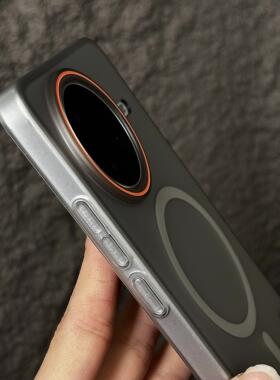 潮款高级灰磁吸全包适用红米K80手机壳透灰色K80Pro撞色大孔镜头Xiaomi15超薄14ultra裸机手感13微磨砂硬壳男