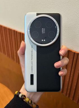 电镀素皮高级黑色适用小米15Ultra手机壳Xiaomi15/14Pro撞色薄款防摔保护套13U全包五金镜头大孔12sultra男女