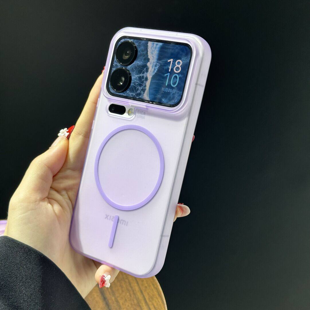 柔雾紫色二代细圈磁吸适用小米17promax手机壳柔砂Xiaomi17/15简约透明15Pro独立金属按键14Pro全包薄硬壳女