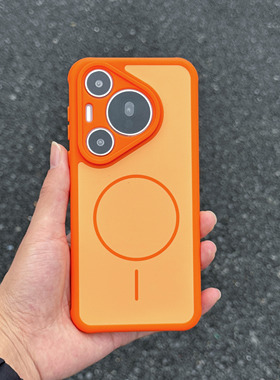 新款星宇橙色肤感适用华为Pura80pro+手机壳Pura70Pro全包p80细圈磁吸mate80promax防摔60软边网孔散热保护套