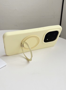 奶黄色可旋转支架适用vivo手机壳iQOO15真液态硅胶X300简约X200Ultra全包promini防摔保护套x200s软糯情侣款