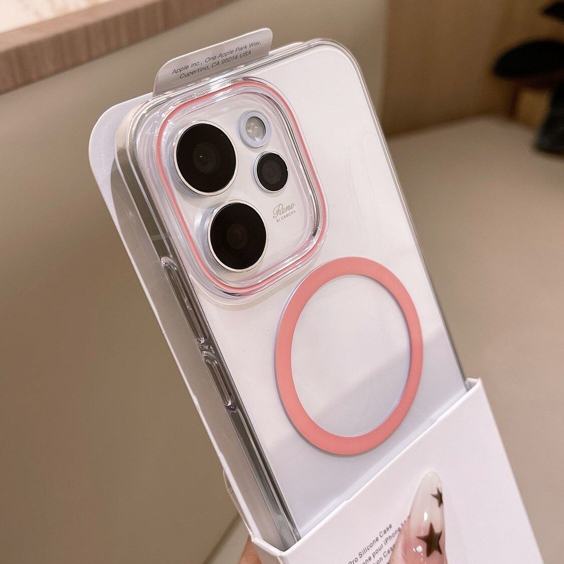 浅粉色磁吸隐耀透明适用OPPOReno15Pro手机壳reno14pro全包Reno13高级感马卡龙色系大孔pc不会发黄硬壳男女款
