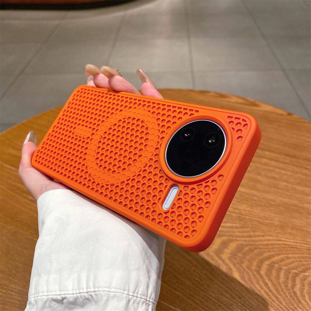 高级感蜂窝网孔散热K90适用红米K80Pro手机壳k70ultra磁吸K60至尊橙色小米15/14pro洞洞透气13软边防摔保护套