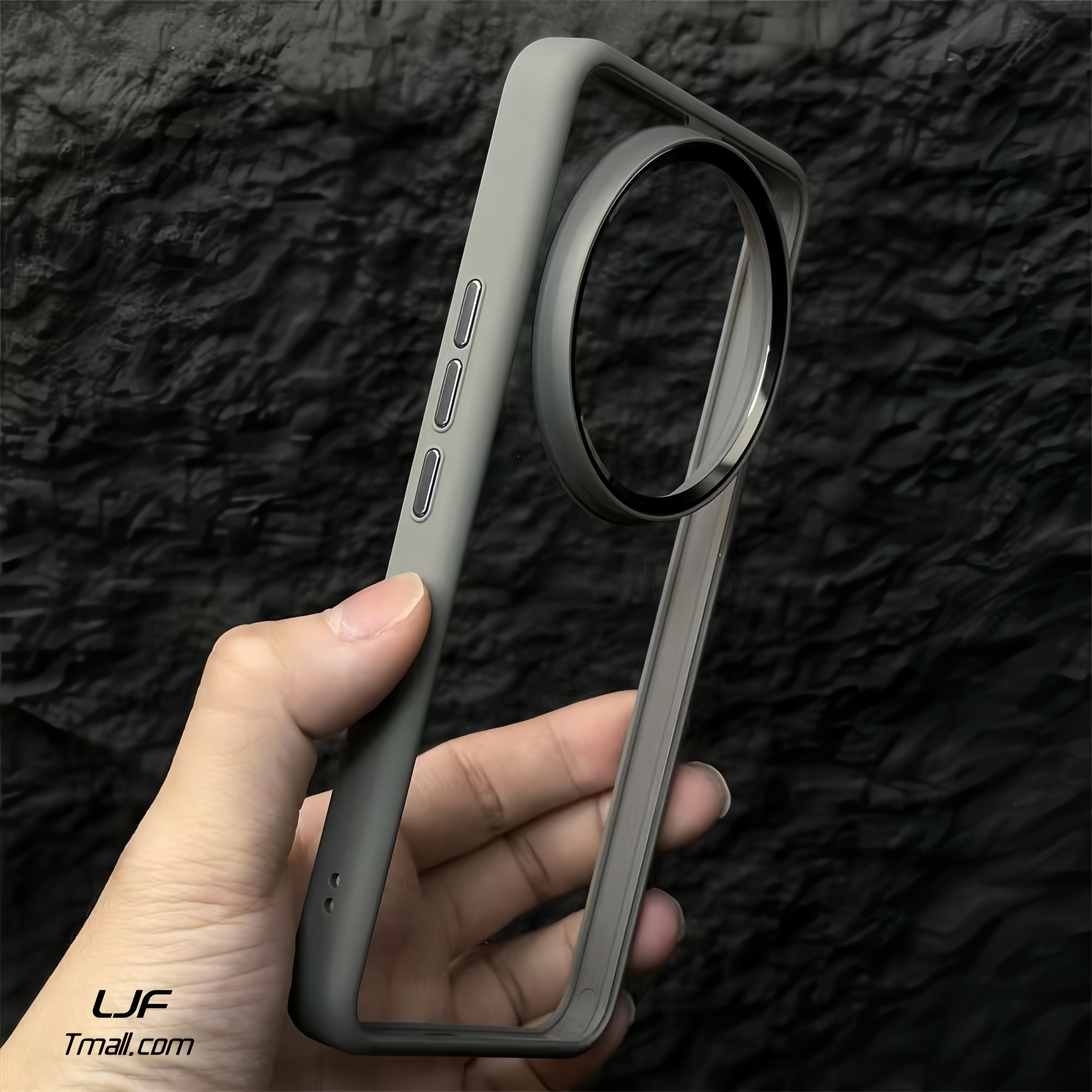 适用小米14Ultra手机壳Xiaomi15金盾透明亚克力14pro简约大孔金属镜框按键肤感实色边全包防摔保护男女钛灰色