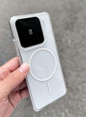 超薄高级感白色细圈磁吸适用小米15手机壳Xiaomi15/14pro简约14ultra透明13U硬壳男女款不发黄保护套大孔镜头