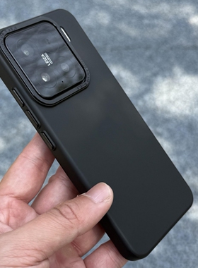 高级感黑色超薄磨砂17promax适用小米15手机壳14Pro时尚大孔金属镜头框按键13pro简约全包硬壳肤感PC潮男女款