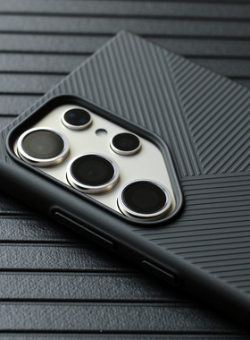 小众几何纹理适用三星S24Ultra手机壳简约黑色25商务S26U个性全包超轻薄裸机手感磨砂大孔男女款保护套防指纹