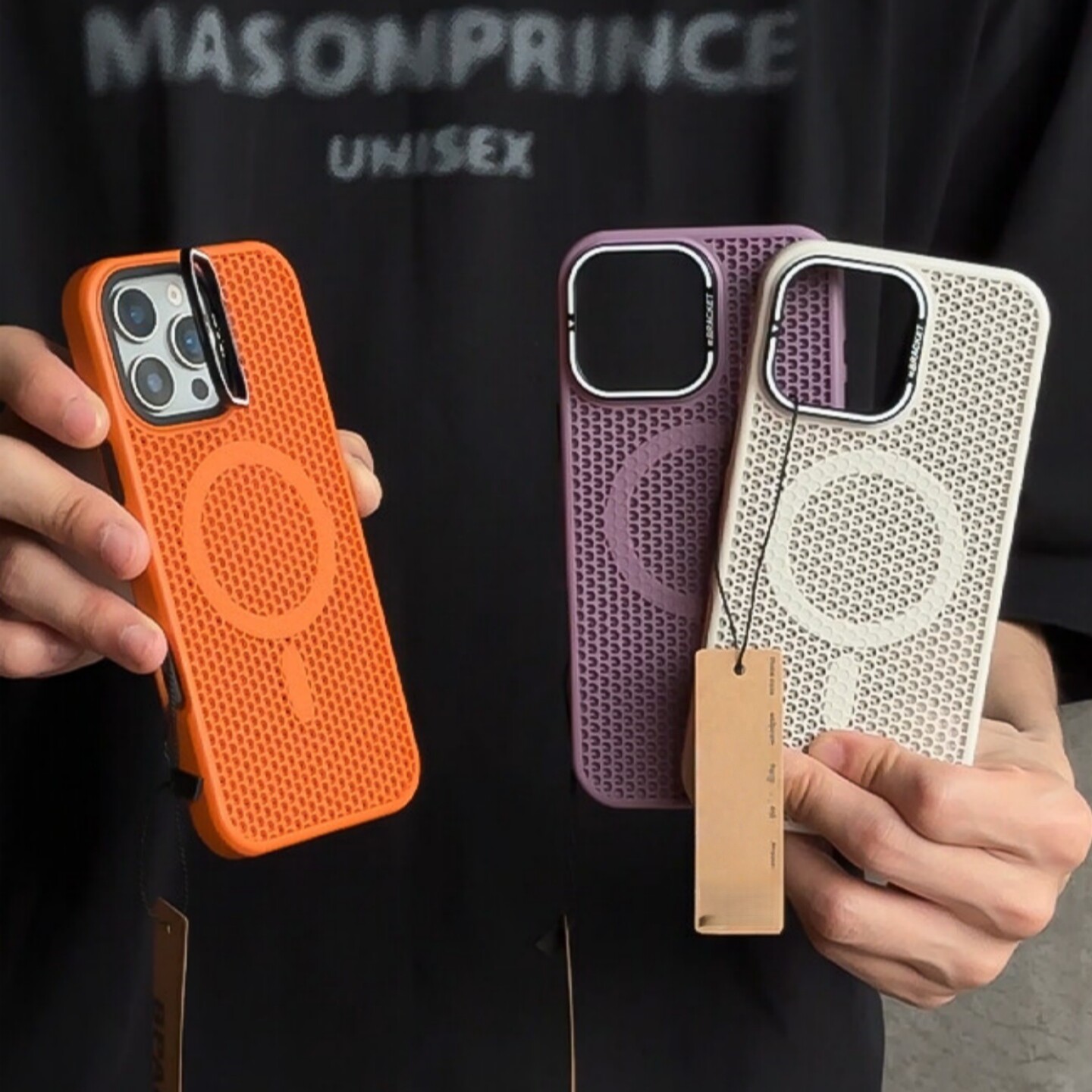 ins蜂窝网孔金属镜头支架适用三星S25Ultra手机壳s25plus全包情侣S24u橙色个性s23+散热磁吸s23ultra防摔硬壳