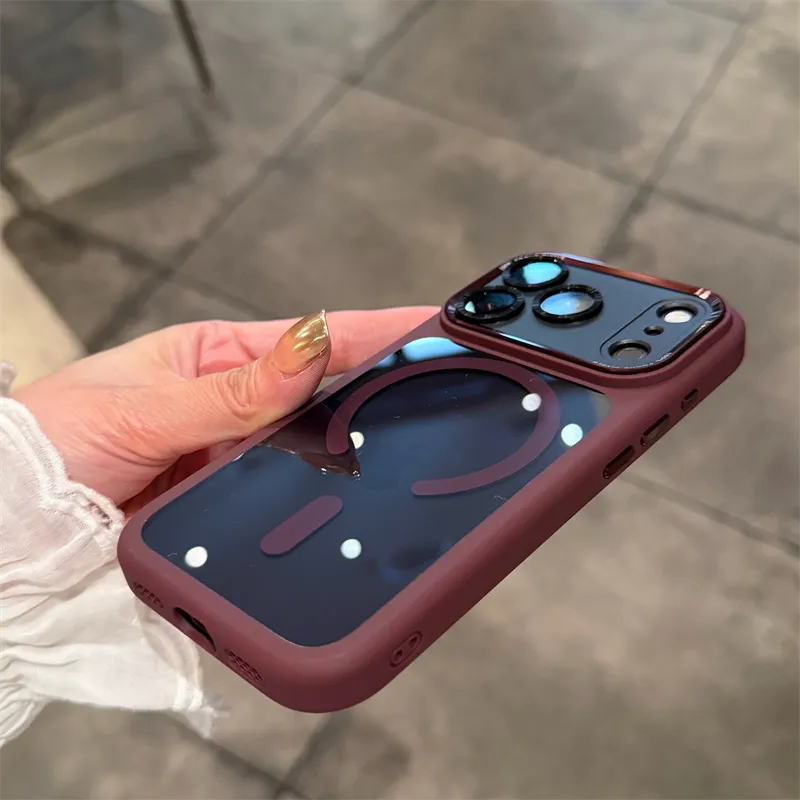 全包精孔适用苹果18Promax手机壳iPhone17防摔16樱桃红色亚克力Air金属镜头15透明14简约360°旋转支架保护套