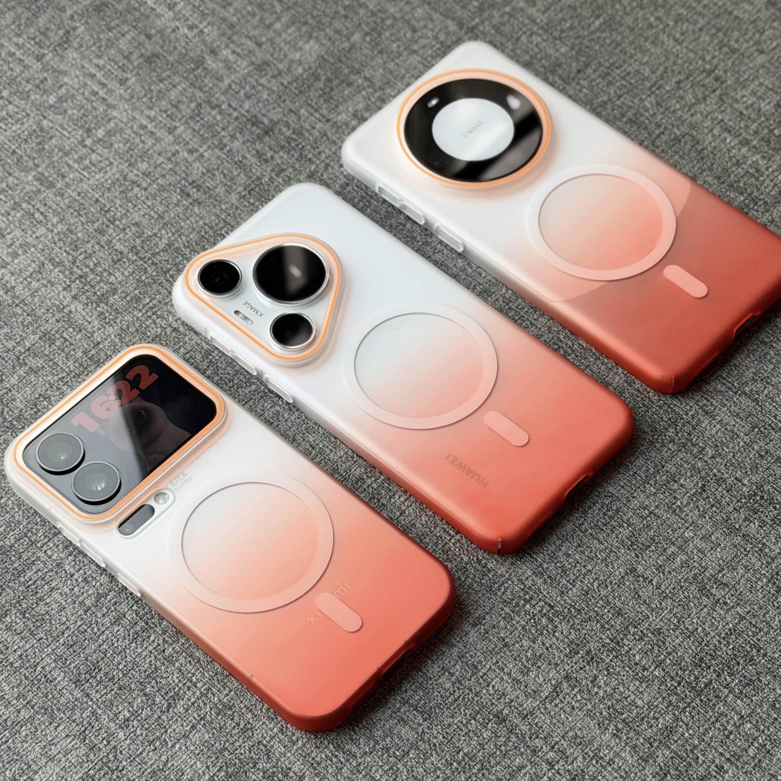 冰雾渐变橙色柔彩适用华为mate70pro+手机壳Mate60个性Pura80Ultra轻薄pura70新款荣耀magic8磁吸充电400硬壳