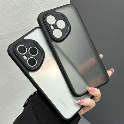 耐黄磨砂亚克力适用荣耀400Pro手机壳300Ultra简约200黑边全包magic7pro防摔磁吸魔术6保护套Power透明GT商务