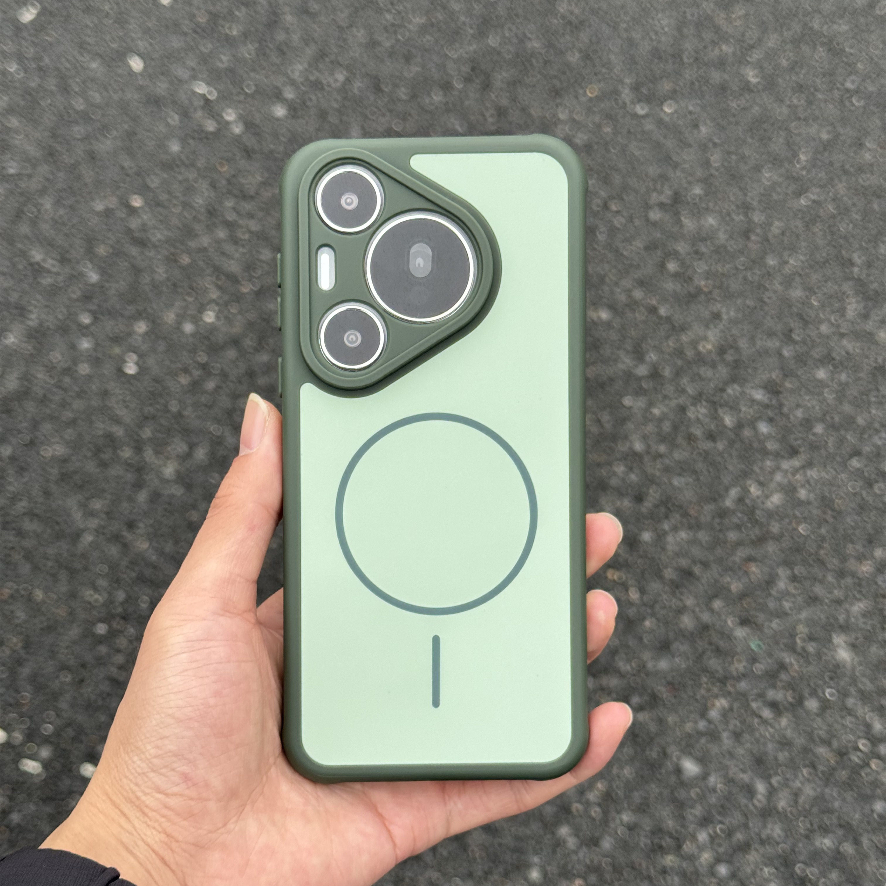 军绿色新款散热孔肤感适用华为Pura70pro+手机壳Pura80Pro全包p80细圈磁吸mate80promax防摔60软边保护套情侣