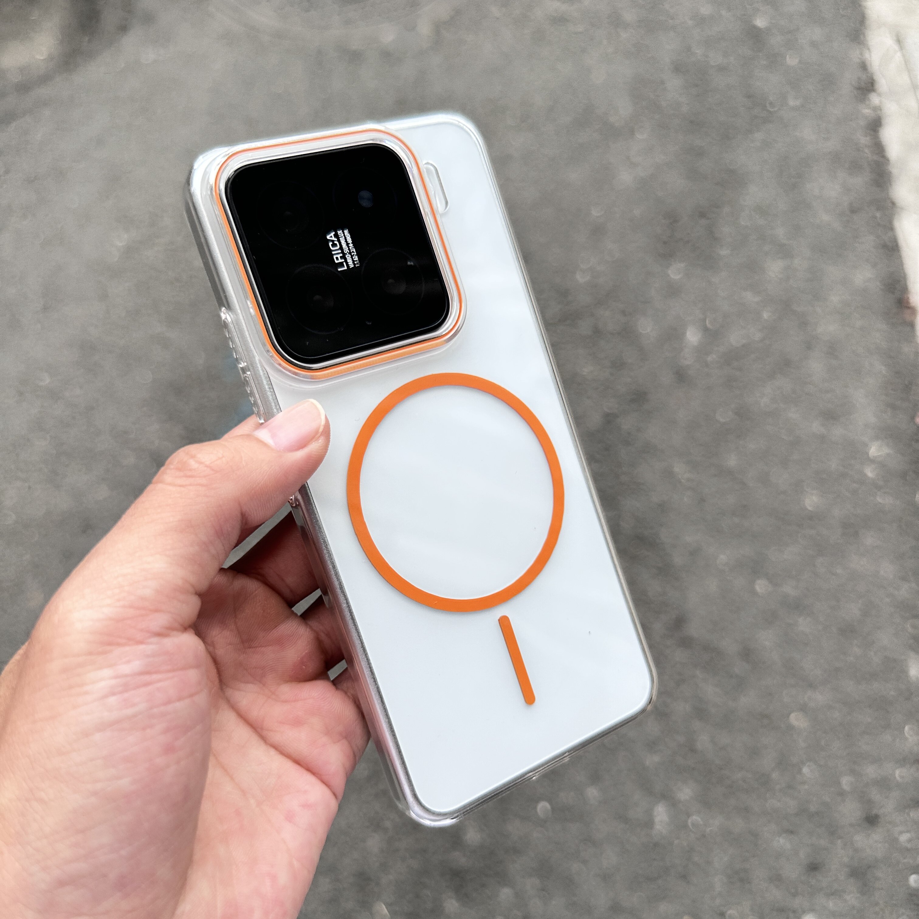 超薄活力橙色细圈磁吸适用小米15手机壳Xiaomi15/14pro简约14ultra透明13U硬壳男女高级感不会发黄保护套大孔