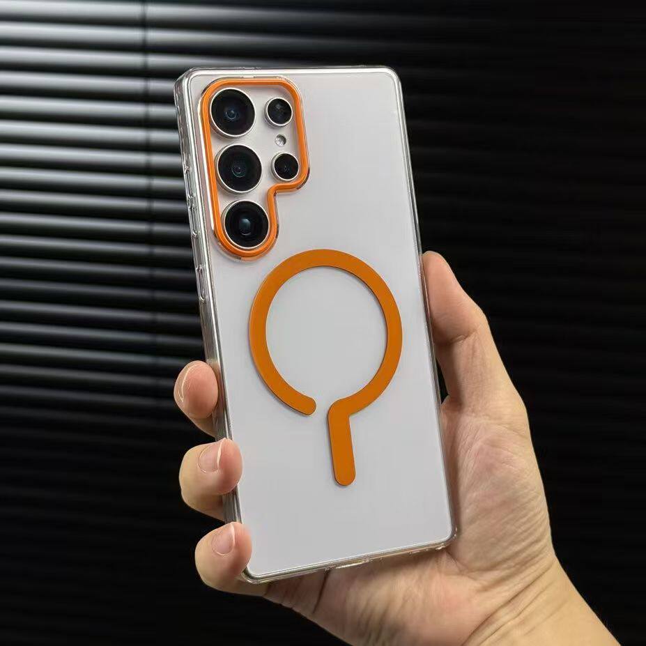 【冰透橙色问号】适用三星S25Ultra手机壳SAMSUNG不会发黄s25ultra透明Magsafe磁吸硬壳创意个性保护套男女款