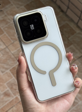 创意潮款钛灰色适用小米15手机壳15SPro简约15Ultra透明耐黄红米K80pro问号Magsafe磁吸充电保护套大孔硬壳男
