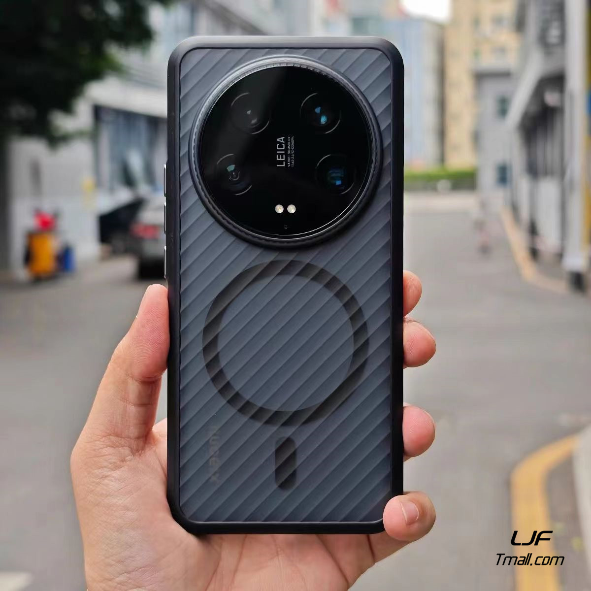 波纹二合一适用小米15Ultra手机壳Xiaomi15商务黑色14Pro立体斜条纹内置磁吸无线充电亚克力防摔男款灰色个性