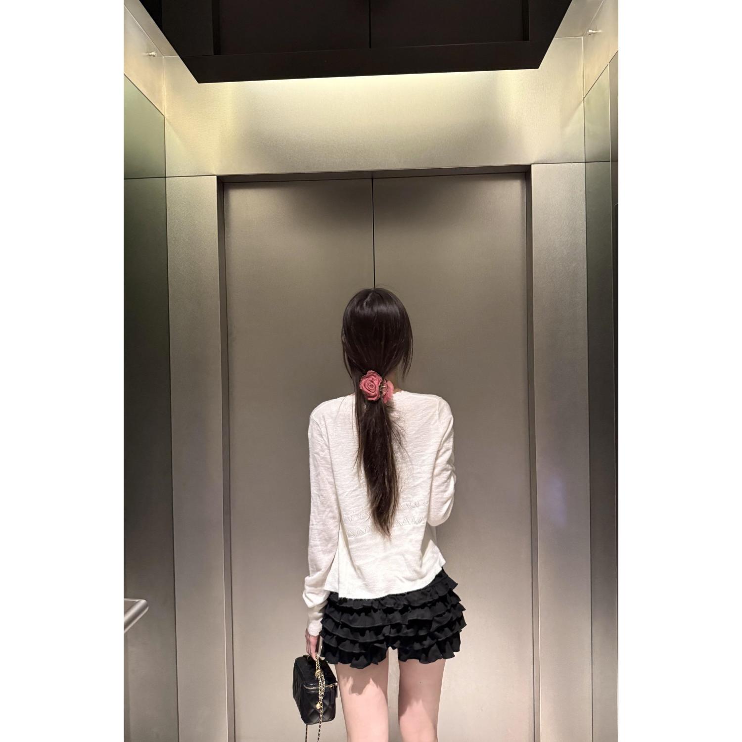短款百搭简约黑色短裙套装夏