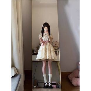 学院风甜美泡泡袖 夏新款 碎花连衣裙女学生小众设计感娃娃领A字裙