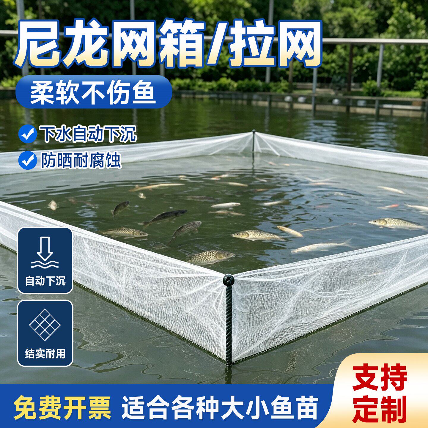 定做网箱养鱼白尼龙不伤鱼水产养殖防逃网鱼箱暂养大小鱼存鱼网箱