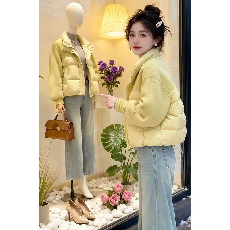 时尚chic纯色加厚保暖棉衣女冬季2025新款巨好看休闲宽松短款棉服