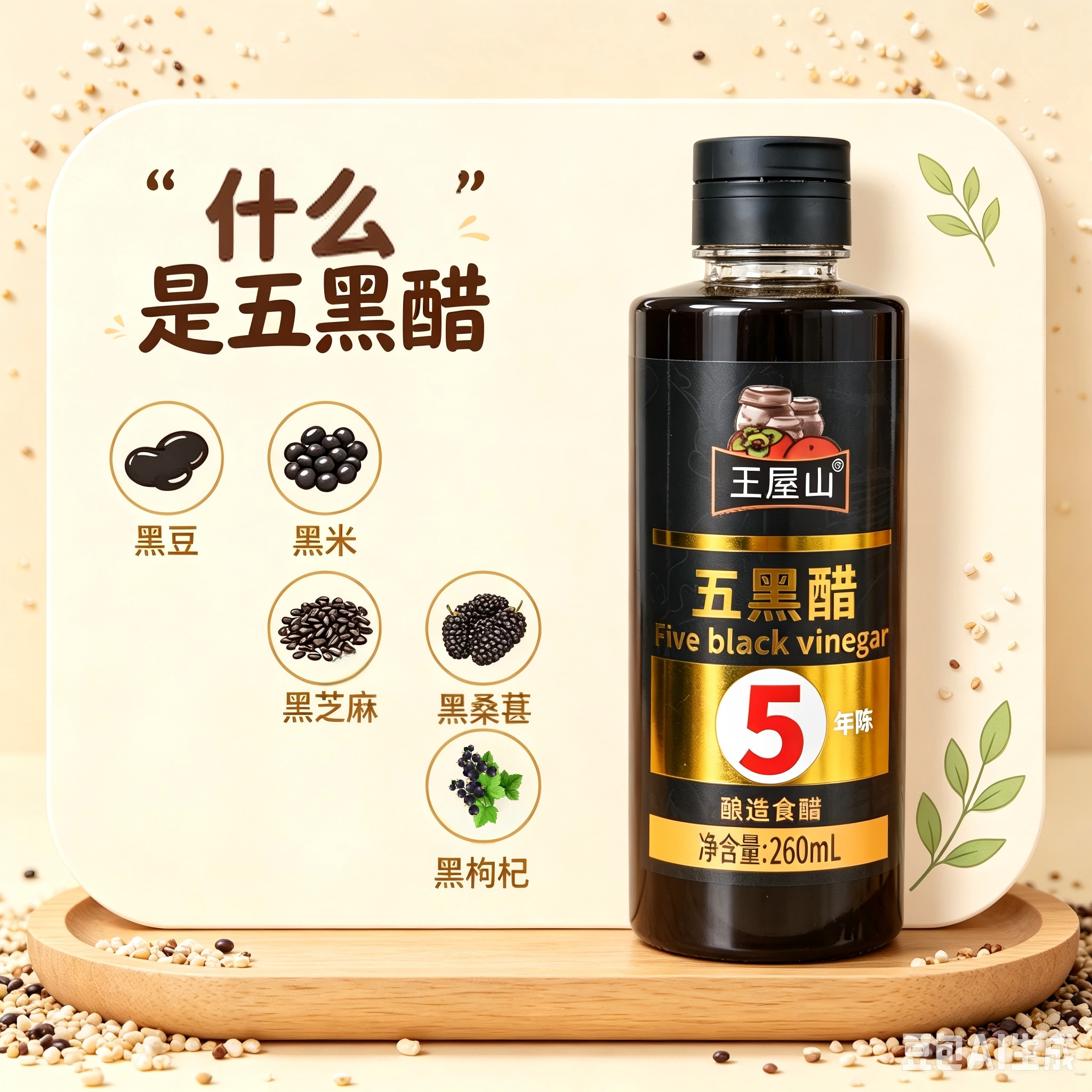 王屋山五黑醋5年纯粮酿造瓶装图片