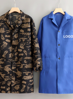 时尚围裙长袖工作服大褂罩衣定制印字耐磨简约上班工厂干活男外套