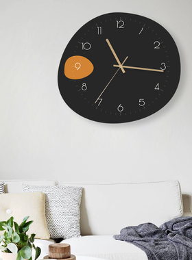 黑色无障碍豪华创意挂钟客厅时尚艺术打孔钟现代简单大气挂钟挂钟