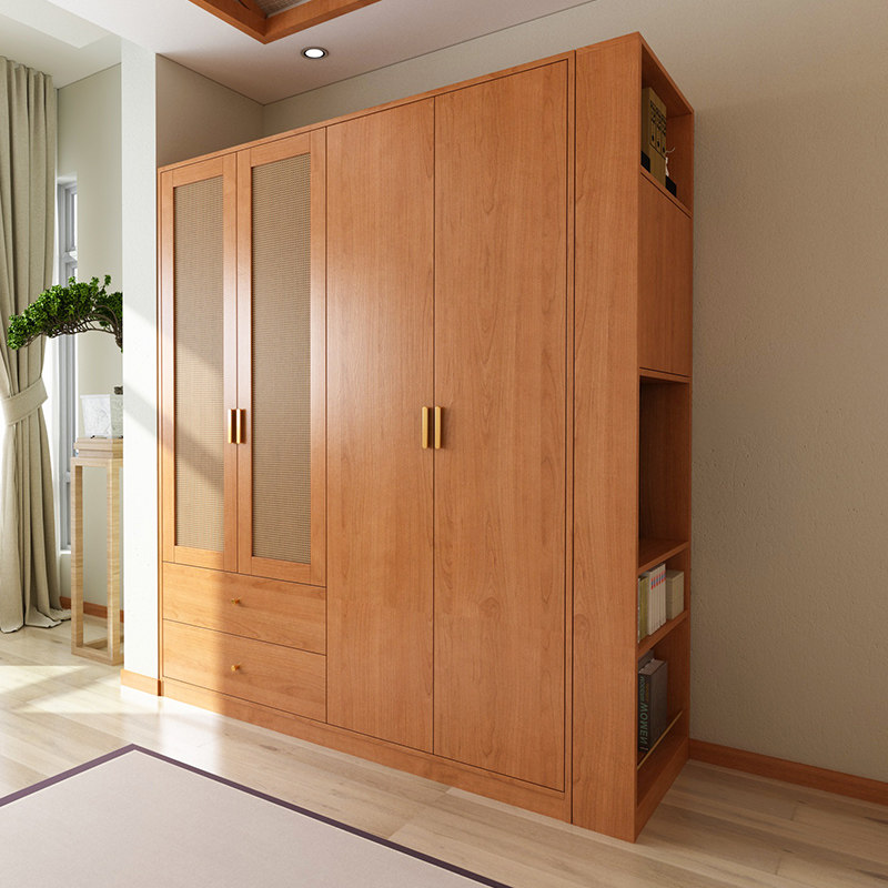 原木风藤编四门顶天立地衣帽间