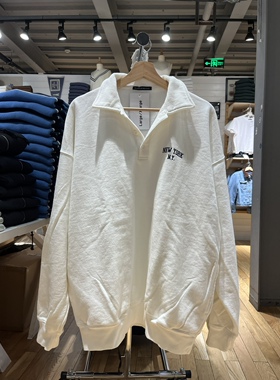 Brandy BM美式复古纽约刺绣宽松薄款上衣bm卫衣女polo翻领外套潮