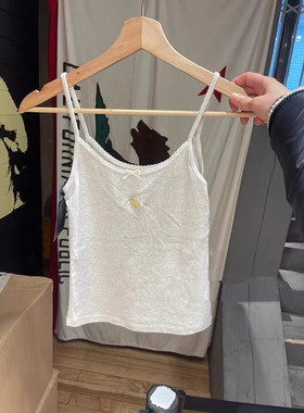 Brandy BM美式复古小黄鸭刺绣吊带bm纯棉弹力短款背心上衣女ins潮