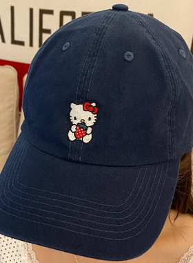 Brandy bm美式休闲Hello Kitty猫咪刺绣棒球帽BM帽子百搭鸭舌帽女