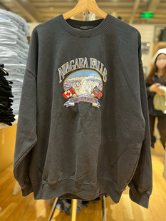 kendall肯豆同款 Canada刺绣瀑布卫衣bm宽松圆领外套 BM美式 Brandy