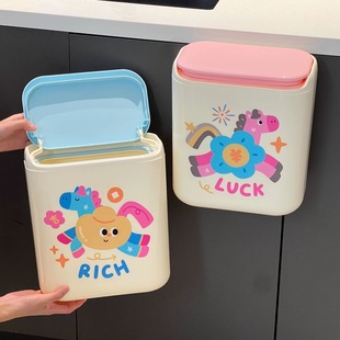 厨房壁挂垃圾桶带盖卡通马年壁挂式家用卫生间大容量垃圾收纳桶