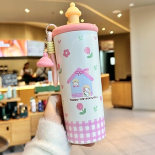 保温杯儿童水杯上学专用大容量水杯女新款 2025高颜值带盖吸管杯子