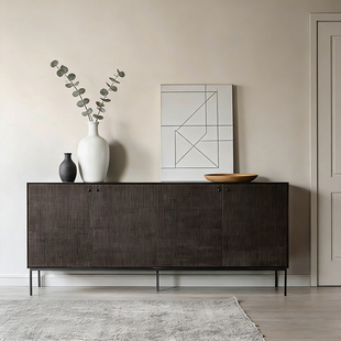 艺术符号/北欧表情餐边柜柚木实木手工雕花玄关柜阳台储物柜高端