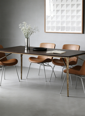 艺术符号北欧表情YUZU橡木西餐桌椅组合长方形侘寂风桌子设计师款