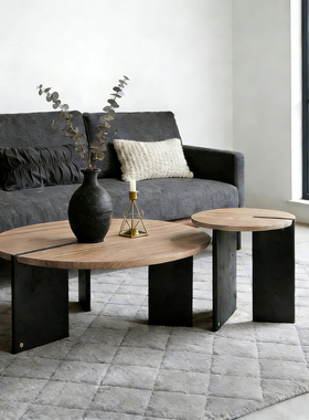 艺术符号/北欧表情原版Root Branch/Shona橡木圆形组合茶几边几