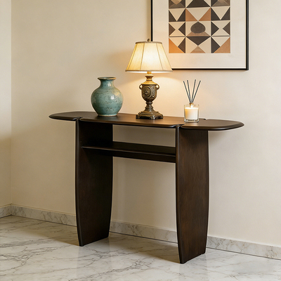 艺术符号北欧表情比利时Ethnicraft复古侘寂风桃花心木手工玄关桌