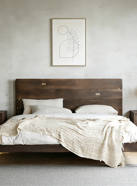 艺术符号/北欧表情Root Branch中古复古风YUZU橡木实木主卧双人床