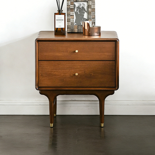 艺术符号北欧表情E10床头柜复古风全实木双抽实木边几MCM进口边柜