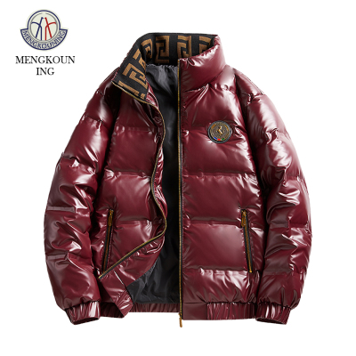 蒙口宁2025冬装新款中青年男立领羽绒服亮面短款加厚保暖鸭绒外套