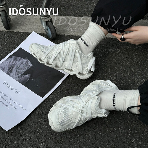 IDOSUNYU欧货2026新款厚底老爹鞋女款系带透气百搭休闲运动鞋单鞋