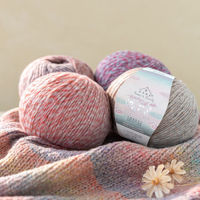 苏苏姐家印象梵高80g绵羊毛段染亮片中粗手编线