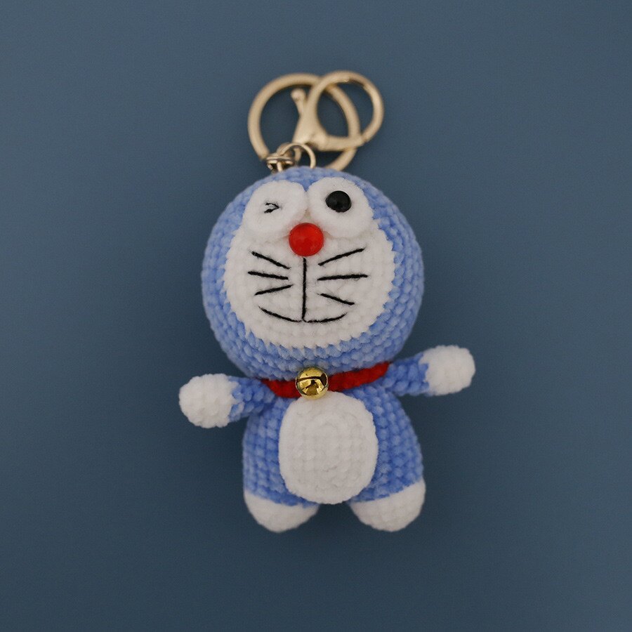 一针一线蓝胖子哆啦a梦手工绒线编织玩偶挂件钥匙扣国潮手作