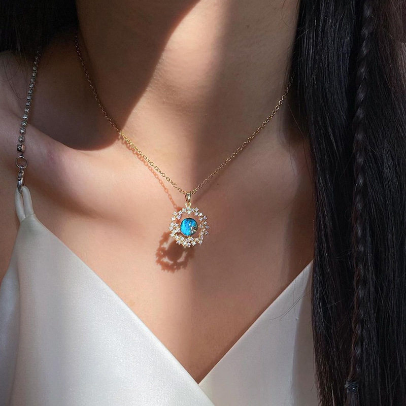 o字链批发欧美跨境饰品女士时尚镶钻个性合金星球秋冬韩版ins项链