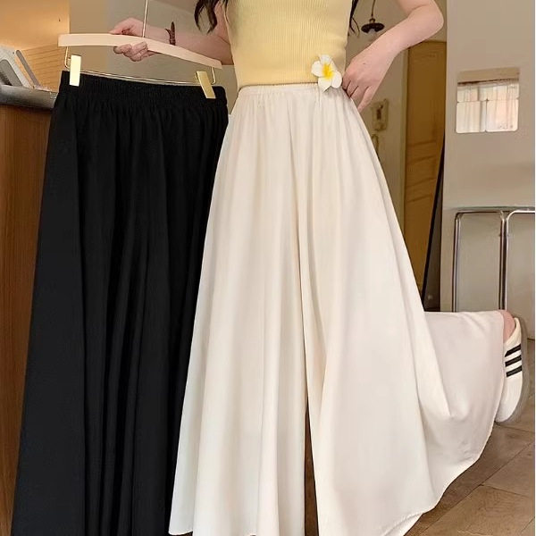 绝美高腰显瘦百搭夏季纯色宽松阔腿裤韩版飘逸仙女时尚气质大摆裤